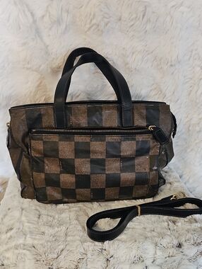 Fendi Pequin Check 2-Way Crossbody Bag With COA